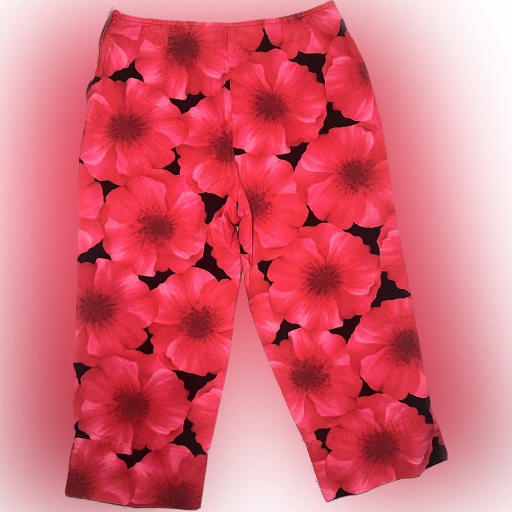 Sold Pink And Black Floral Capris